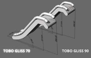 Toboggan gonflable TOBO GLISS 70, plan technique avec dimensions